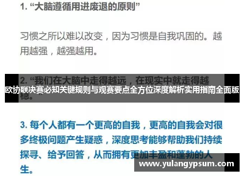 欧协联决赛必知关键规则与观赛要点全方位深度解析实用指南全面版 欧协联决赛必知关键规则与观赛要点全方位深度解析实用指南全面版